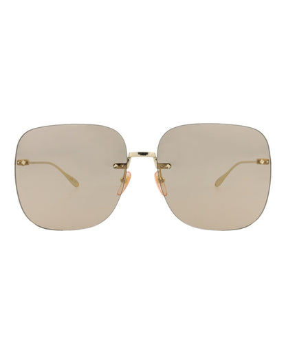 Gucci Square-Frame Metal Sunglasses Gold/Gold/Brown (GG1148S-30012727-003)