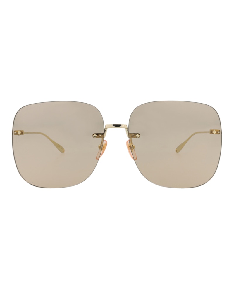 Gucci Square-Frame Metal Sunglasses Gold/Gold/Brown (GG1148S-30012727-003)