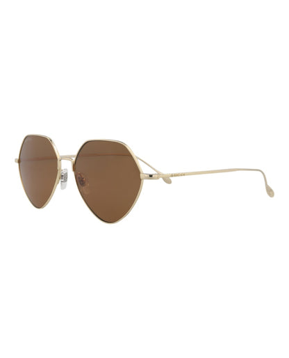 Gucci Square-Frame Metal Sunglasses Gold/Gold/Brown (GG1182S-30013461-002)
