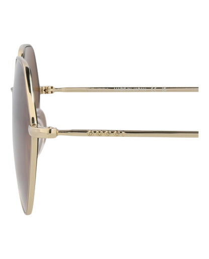 Gucci Square-Frame Metal Sunglasses Gold/Gold/Brown (GG1182S-30013461-002)