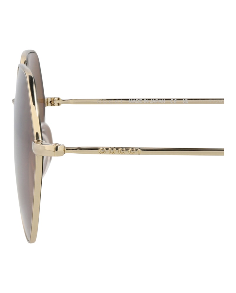 Gucci Square-Frame Metal Sunglasses Gold/Gold/Brown (GG1182S-30013461-002)