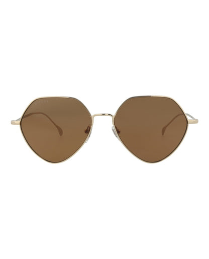Gucci Square-Frame Metal Sunglasses Gold/Gold/Brown (GG1182S-30013461-002)