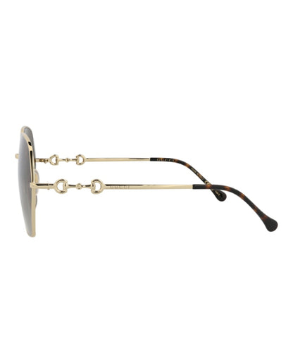 Gucci Square-Frame Metal Sunglasses Gold/Gold/Brown (GG1335S-30013931-002)