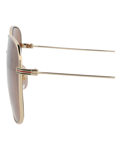 Gucci Square-Frame Metal Sunglasses Gold Gold Brown (GG1464SA-30014464-002)