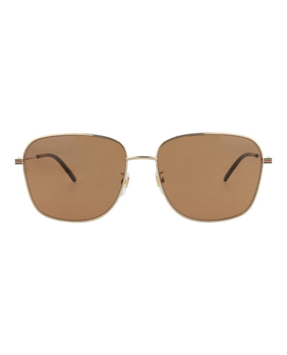 Gucci Square-Frame Metal Sunglasses Gold Gold Brown (GG1464SA-30014464-002)