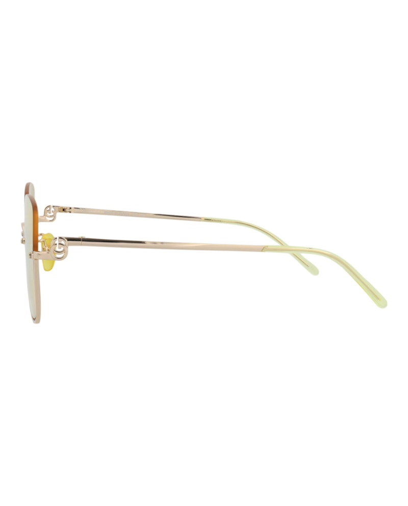 Gucci Square-Frame Metal Sunglasses Gold/Gold/Gold (GG1279S-30013846-006)