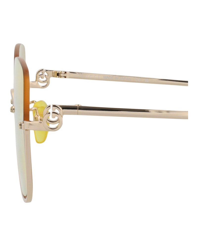 Gucci Square-Frame Metal Sunglasses Gold/Gold/Gold (GG1279S-30013846-006)