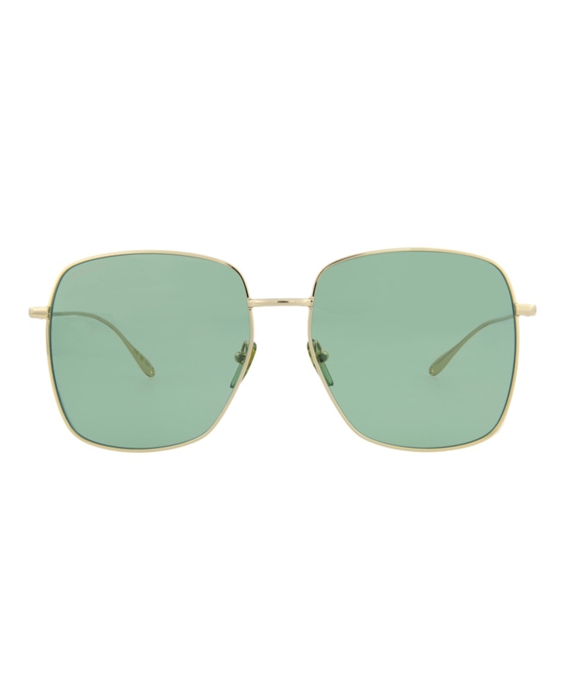 Gucci Square-Frame Metal Sunglasses Gold Gold Green (GG1031S-30011783-008)