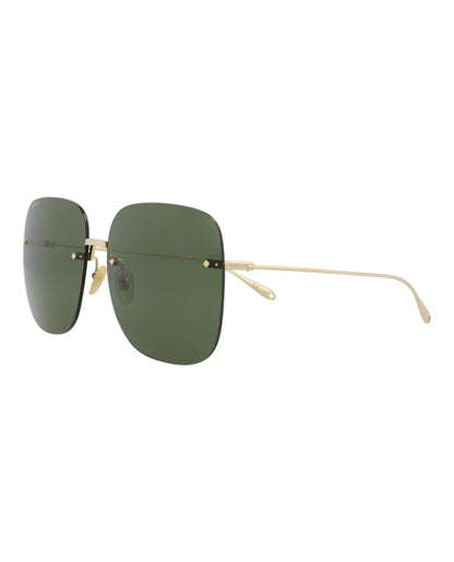 Gucci Square-Frame Metal Sunglasses Gold/Gold/Green (GG1148S-30012727-006)