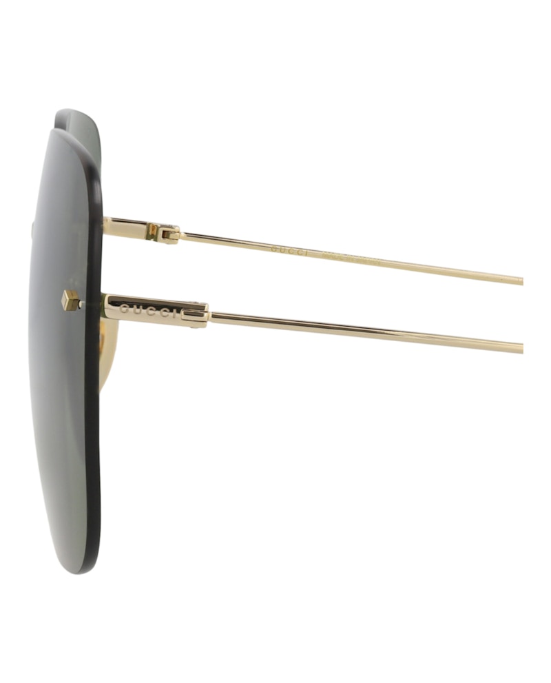 Gucci Square-Frame Metal Sunglasses Gold/Gold/Green (GG1148S-30012727-006)