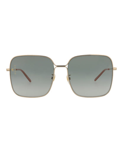 Gucci Square-Frame Metal Sunglasses Gold/Gold/Grey (GG0443S-30006426-001)