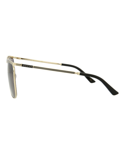 Gucci Square-Frame Metal Sunglasses Gold Gold Grey (GG0821S-30009535-001)