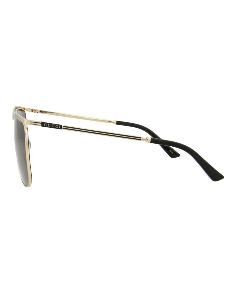 Gucci Square-Frame Metal Sunglasses Gold Gold Grey (GG0821S-30009535-001)