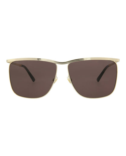 Gucci Square-Frame Metal Sunglasses Gold Gold Grey (GG0821S-30009535-001)