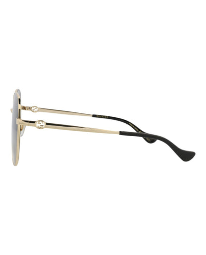Gucci Square-Frame Metal Sunglasses Gold/Gold/Grey (GG1089SA-30012967-001)