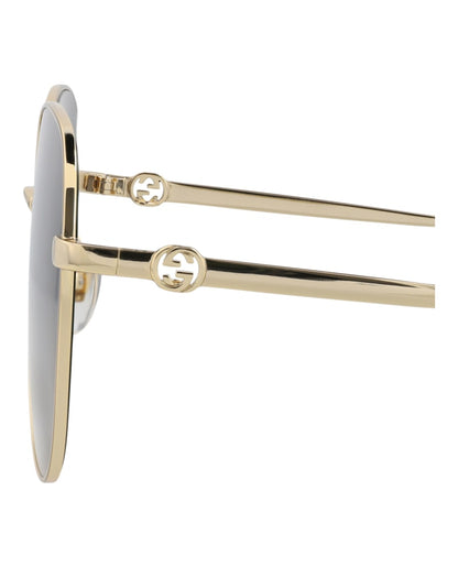 Gucci Square-Frame Metal Sunglasses Gold/Gold/Grey (GG1089SA-30012967-001)