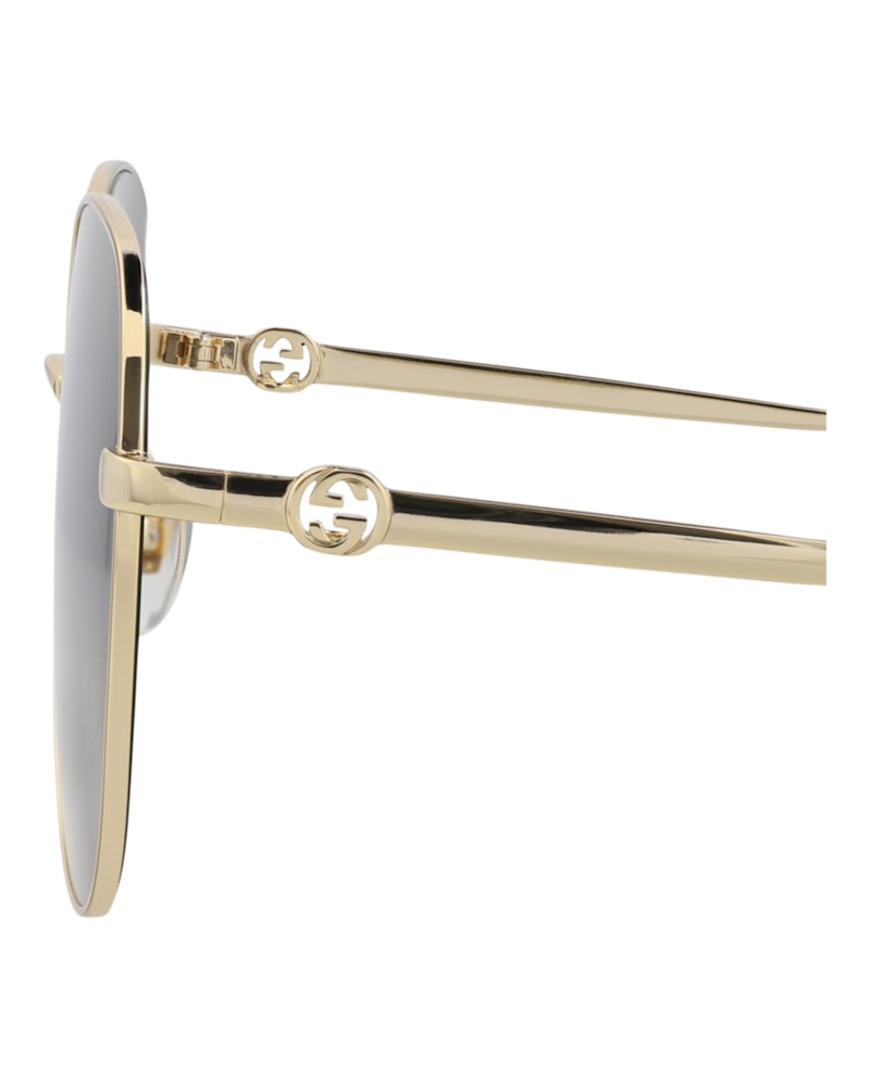 Gucci Square-Frame Metal Sunglasses Gold/Gold/Grey (GG1089SA-30012967-001)