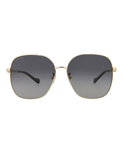 Gucci Square-Frame Metal Sunglasses Gold/Gold/Grey (GG1089SA-30012967-001)