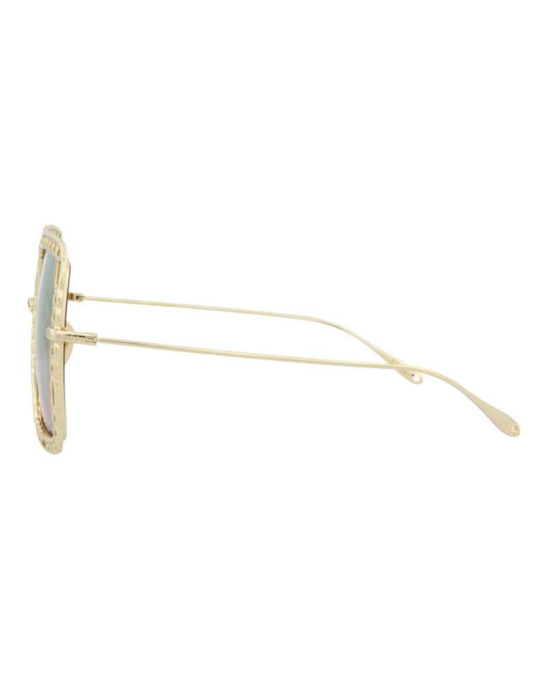 Gucci Square-Frame Metal Sunglasses Gold Gold Light Blue (GG1033S-30011787-003)