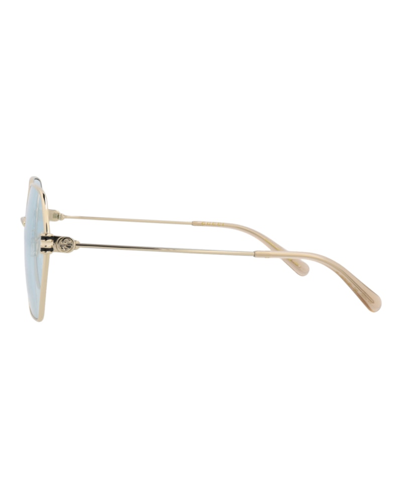 Gucci Square-Frame Metal Sunglasses Gold Gold Light Blue (GG1285SA-30013954-004)