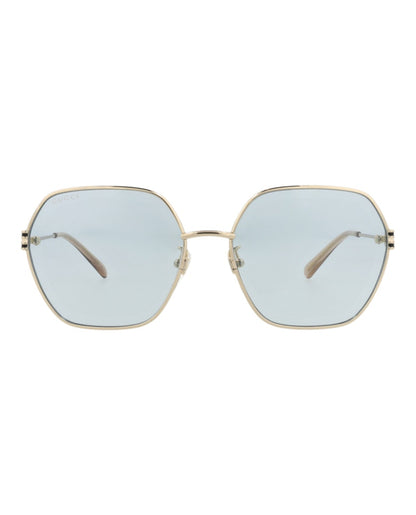 Gucci Square-Frame Metal Sunglasses Gold Gold Light Blue (GG1285SA-30013954-004)