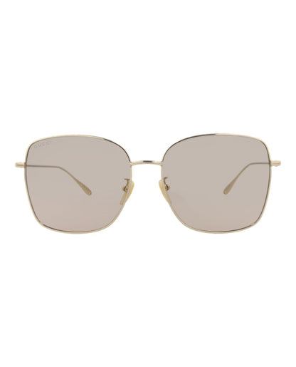 Gucci Square-Frame Metal Sunglasses Gold/Gold/Pink (GG1030SK-30011827-005)