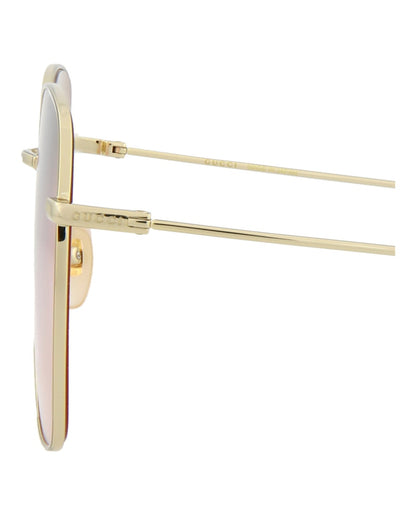 Gucci Square-Frame Metal Sunglasses Gold/Gold/Pink (GG1031S-30011783-005)