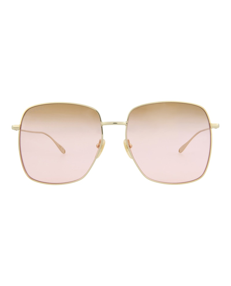 Gucci Square-Frame Metal Sunglasses Gold/Gold/Pink (GG1031S-30011783-005)