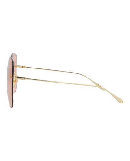 Gucci Square-Frame Metal Sunglasses Gold Gold Pink (GG1148S-30012727-004)