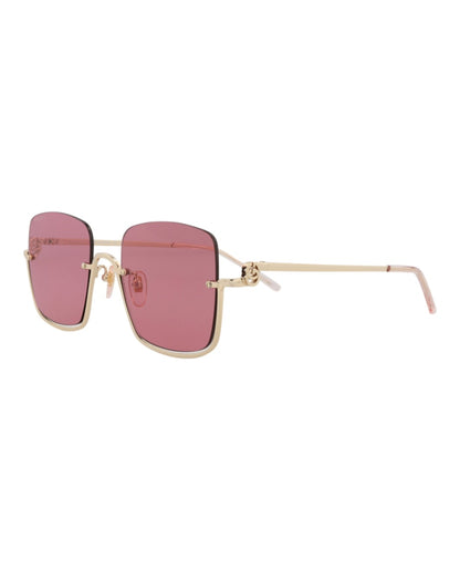 Gucci Square-Frame Metal Sunglasses Gold/Gold/Red (GG1279S-30013846-003)