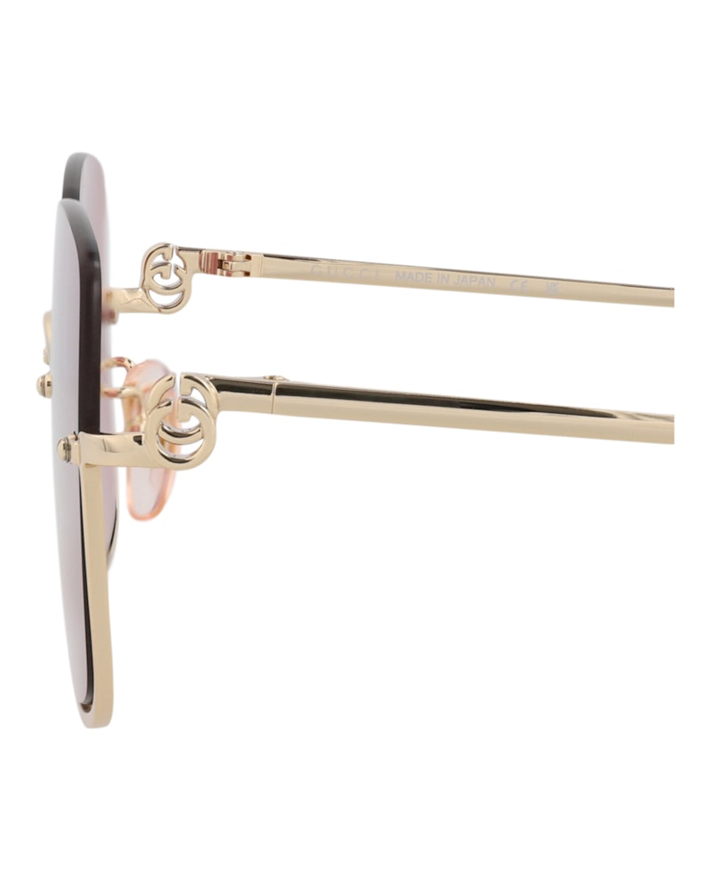 Gucci Square-Frame Metal Sunglasses Gold/Gold/Red (GG1279S-30013846-003)