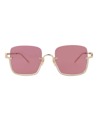 Gucci Square-Frame Metal Sunglasses Gold/Gold/Red (GG1279S-30013846-003)