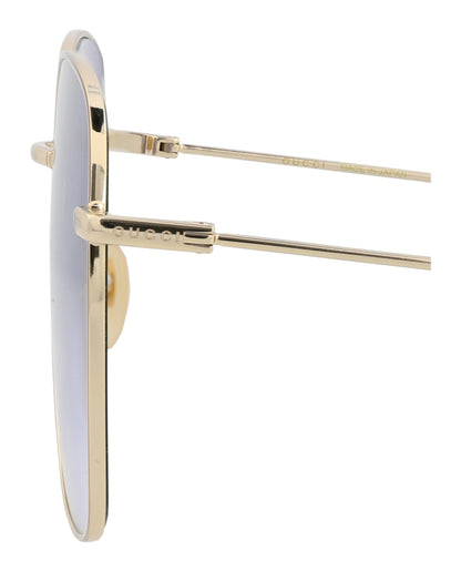 Gucci Square-Frame Metal Sunglasses Gold Gold Violet (GG1031S-30011783-004)