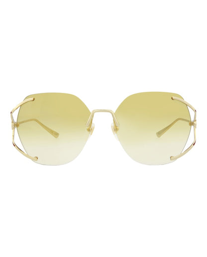 Gucci Square-Frame Metal Sunglasses Gold/Gold/Yellow (GG0651S-30008606-005)