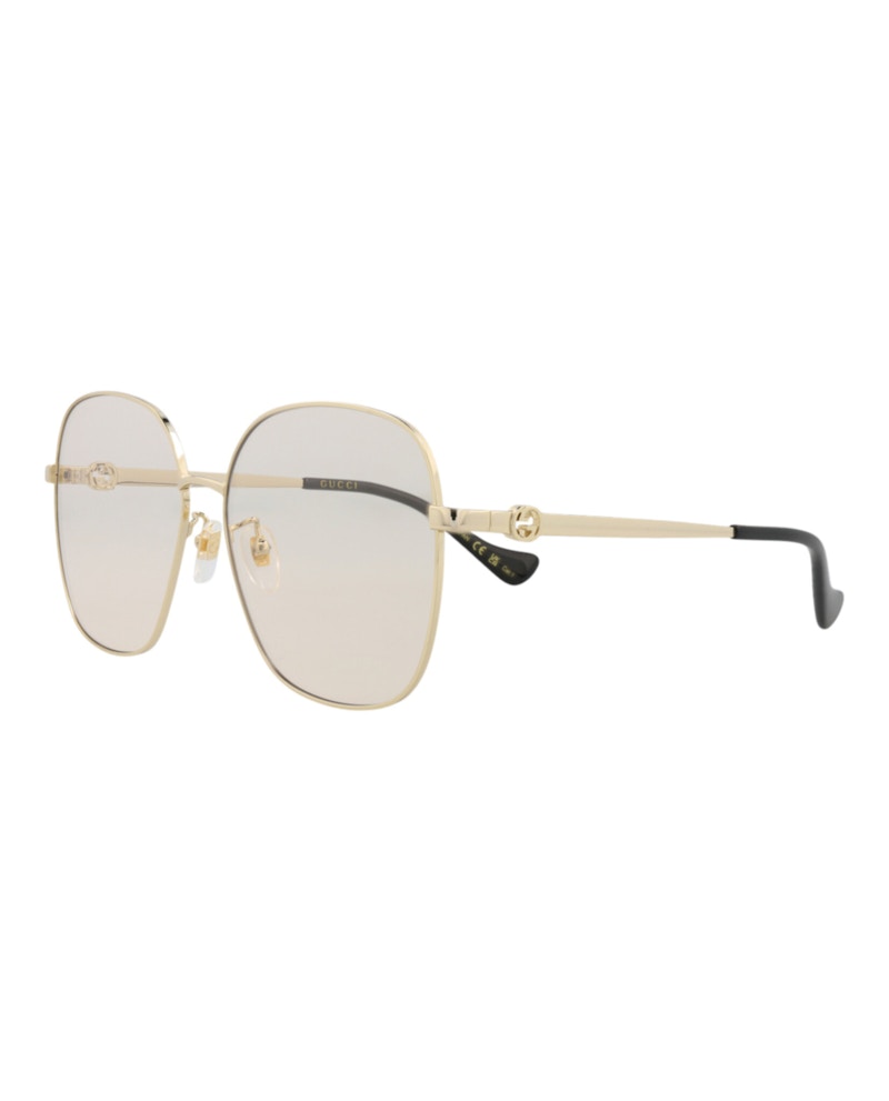 Gucci Square-Frame Metal Sunglasses Gold/Gold/Yellow (GG1089SA-30012967-005)