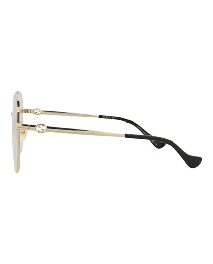 Gucci Square-Frame Metal Sunglasses Gold/Gold/Yellow (GG1089SA-30012967-005)