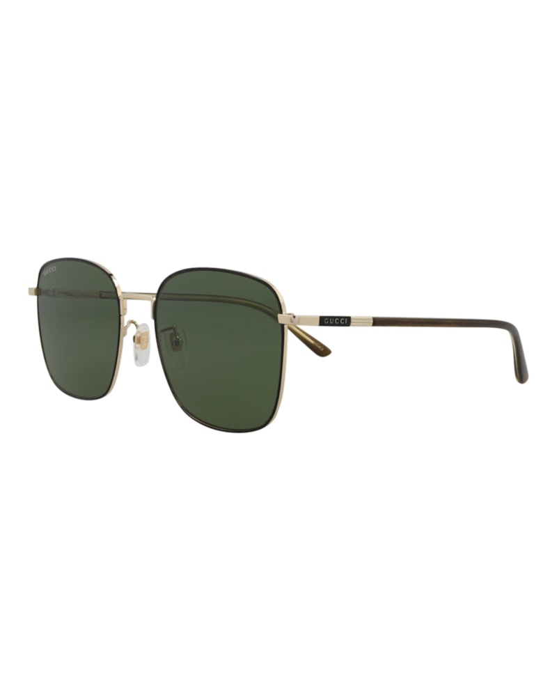 Gucci Square-Frame Metal Sunglasses Gold/Havana/Green (GG1350S-30013913-003)