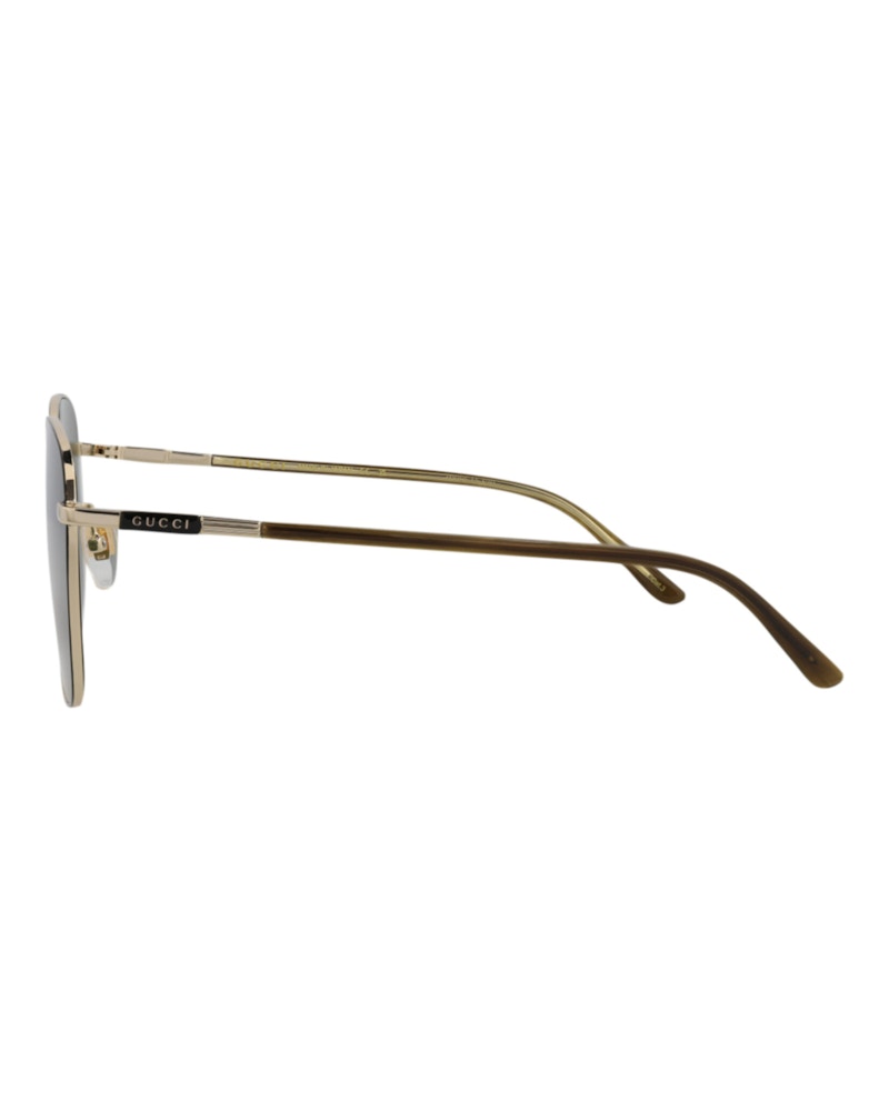 Gucci Square-Frame Metal Sunglasses Gold/Havana/Green (GG1350S-30013913-003)