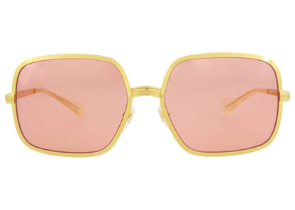 Gucci Square-Frame Metal Sunglasses Gold/Red (GG1063S-30012261-001-70048)