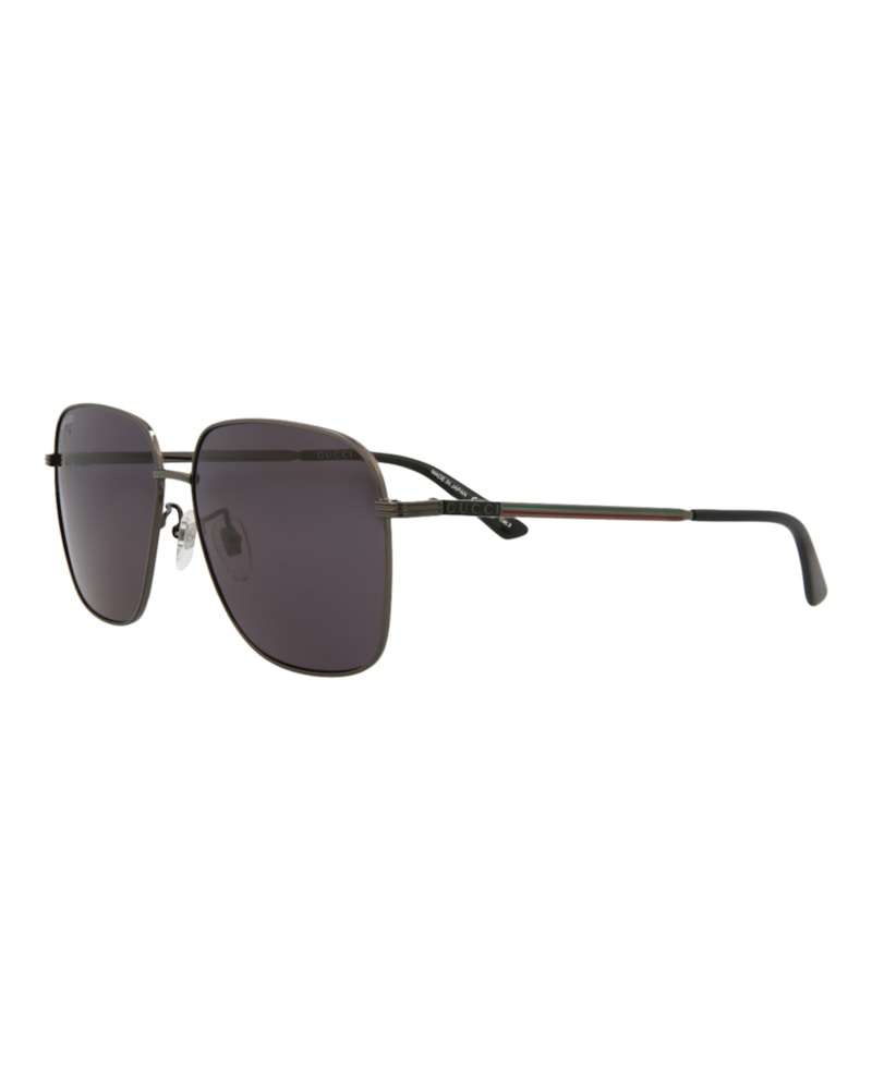 Gucci Square-Frame Metal Sunglasses Ruthenium Ruthenium Smoke (GG0987SA-30011194-001)