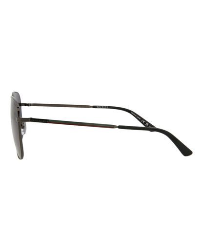 Gucci Square-Frame Metal Sunglasses Ruthenium Ruthenium Smoke (GG0987SA-30011194-001)