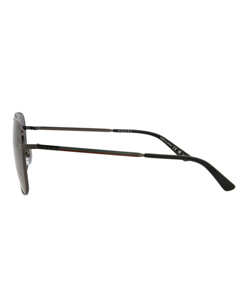 Gucci Square-Frame Metal Sunglasses Ruthenium Ruthenium Smoke (GG0987SA-30011194-001)