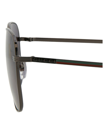 Gucci Square-Frame Metal Sunglasses Ruthenium Ruthenium Smoke (GG0987SA-30011194-001)