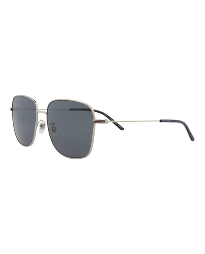 Gucci Square-Frame Metal Sunglasses Silver/Silver/Blue (GG1464SA-30014464-004)