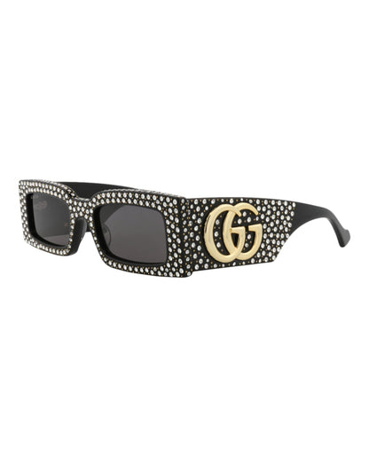 Gucci Square-Frame Recycled Acetate Sunglasses Black Black Grey (GG1425S-30014487-005)