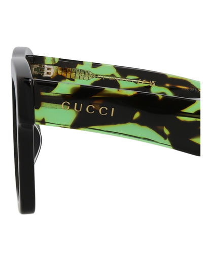 Gucci Square-Frame Recycled Acetate Sunglasses Black Havana Green (GG0962S-30011191-013)