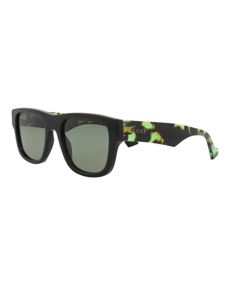 Gucci Square-Frame Recycled Acetate Sunglasses Black Havana Green (GG1427S-30014475-005)
