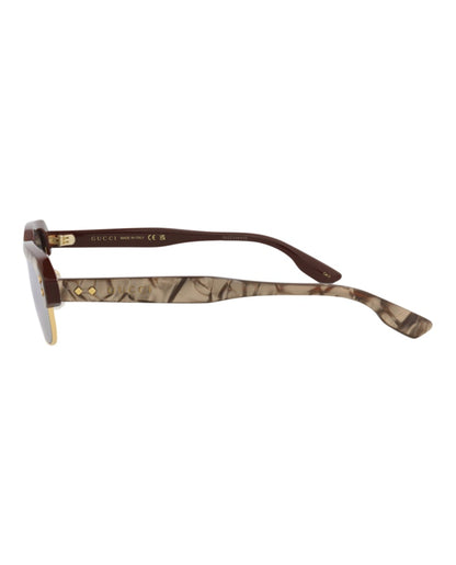 Gucci Square-Frame Recycled Acetate Sunglasses Brown/Brown/Silver (GG1480S-30014510-002)