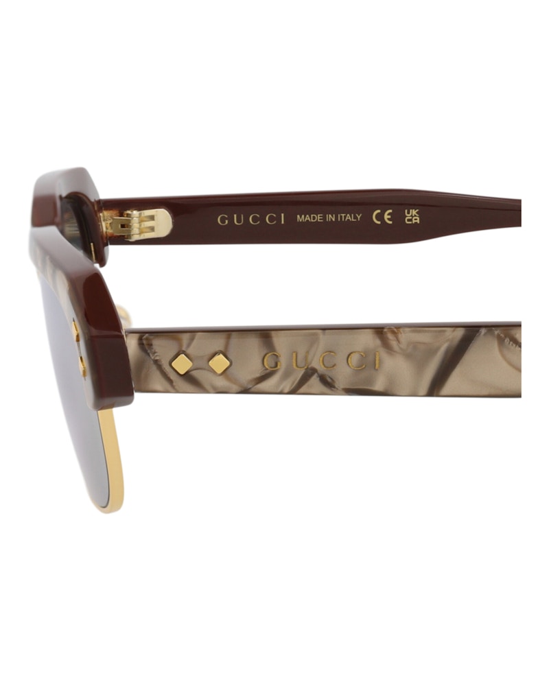 Gucci Square-Frame Recycled Acetate Sunglasses Brown/Brown/Silver (GG1480S-30014510-002)