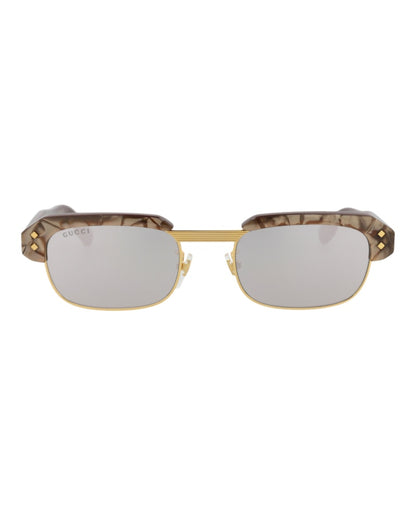 Gucci Square-Frame Recycled Acetate Sunglasses Brown/Brown/Silver (GG1480S-30014510-002)